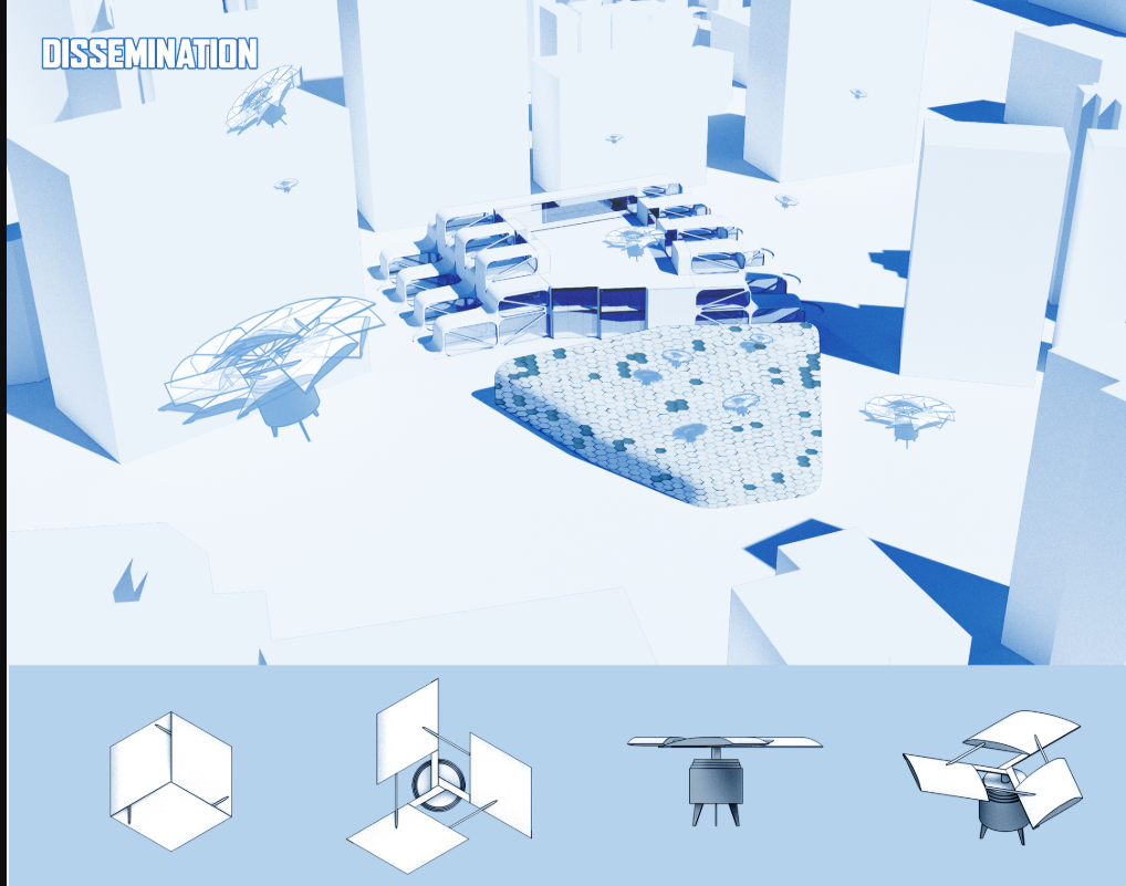 Intelligent Dissemination – AI-driven design and drone logistics enhancing smart city connectivity.