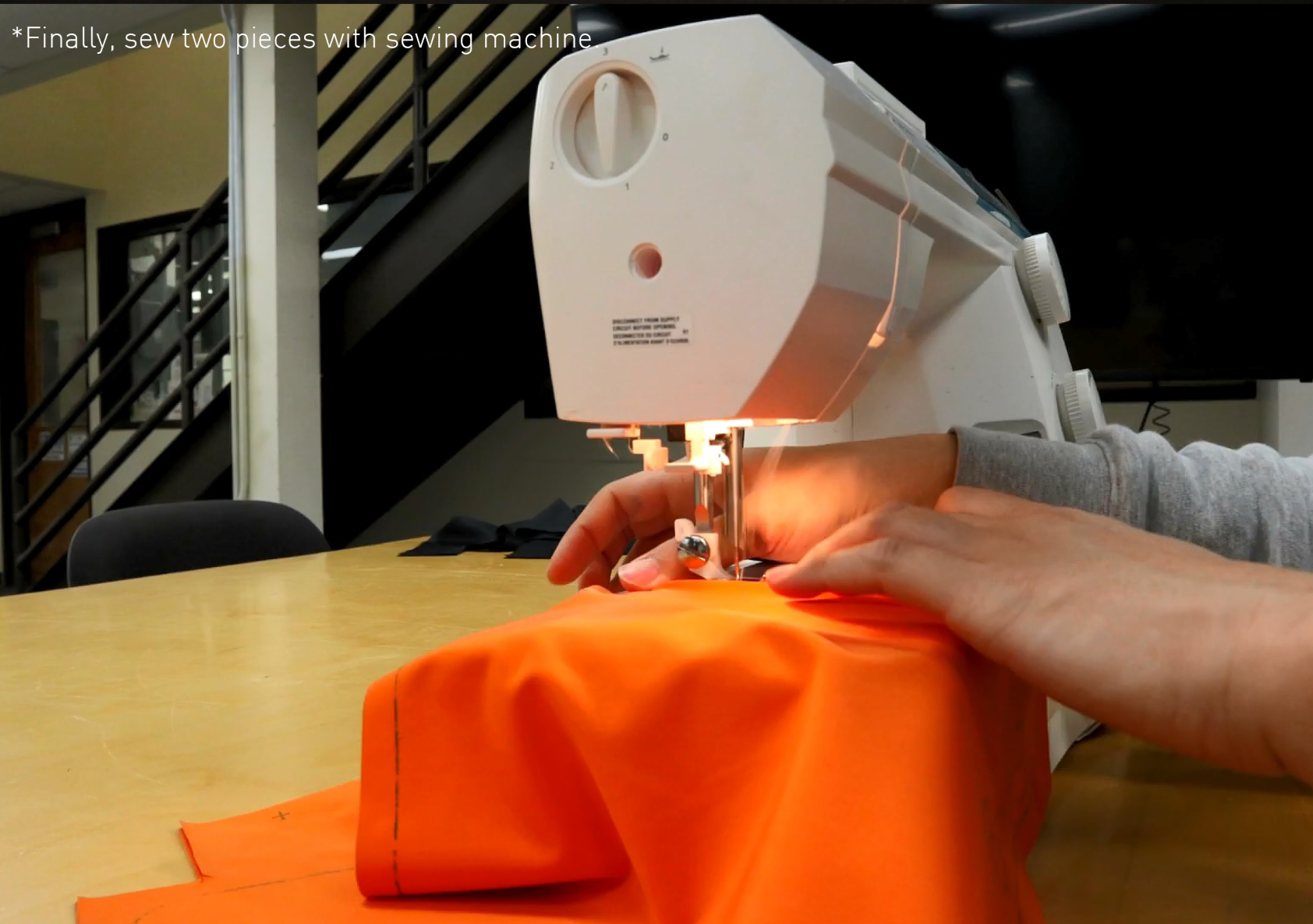 Sewing Process – Finalizing fabric molds with a sewing machine.