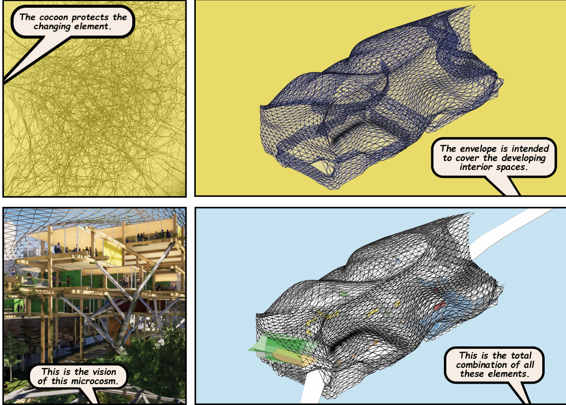 Organic Evolution in Architecture – A cocoon-like structure symbolizes protection and transformation in sustainable design.