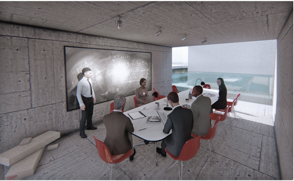Collaborative Learning Space – A modern, open-concept environment fostering global architectural dialogue.