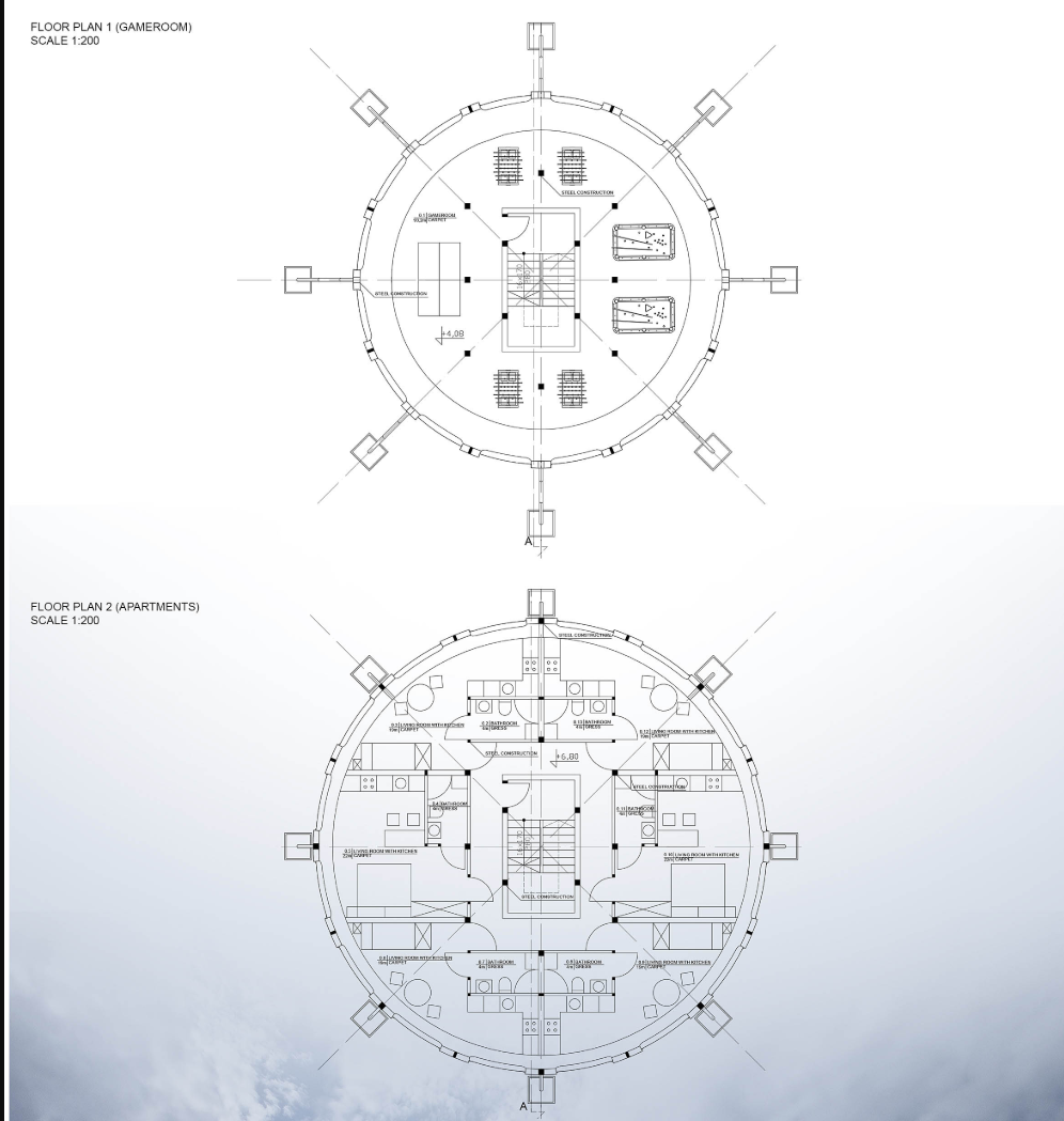 Floor Plans & Living Spaces – Architectural layouts of residential and recreational spaces in the modular station.