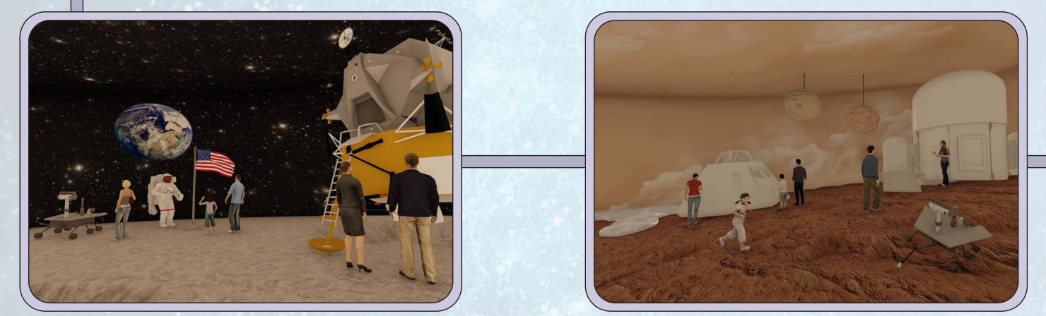 Moon & Mars Exploration: Realistic depictions of space missions with immersive lunar and Martian environments.