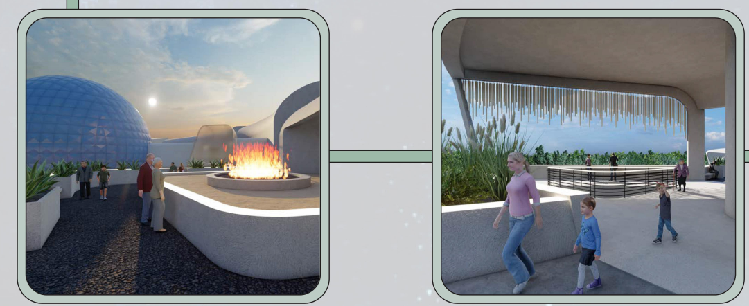 Elements of Earth - Fire & Wind: Architectural integration of natural forces symbolizing Earth’s sustainability.