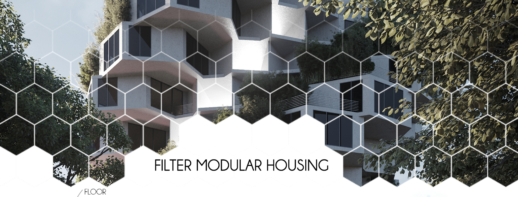 Architectural Elegance: A close-up of the modular housing's geometric façade, blending nature with modern design.
