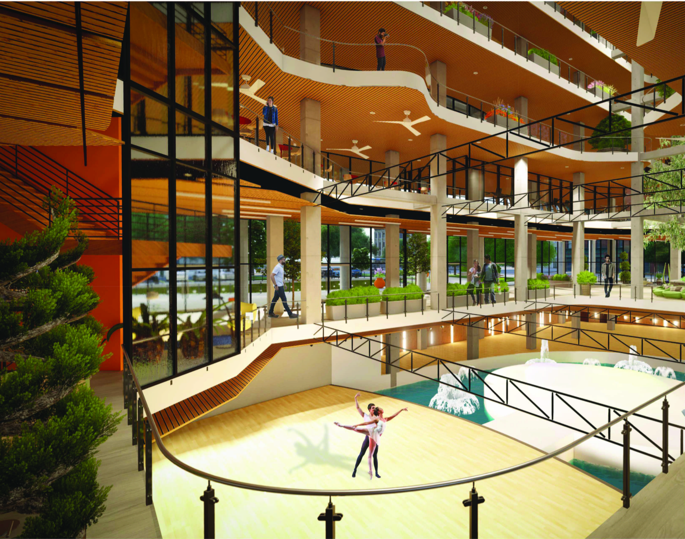 Vibrant Atrium Space – A dynamic open area fostering creativity, connection, and performance.