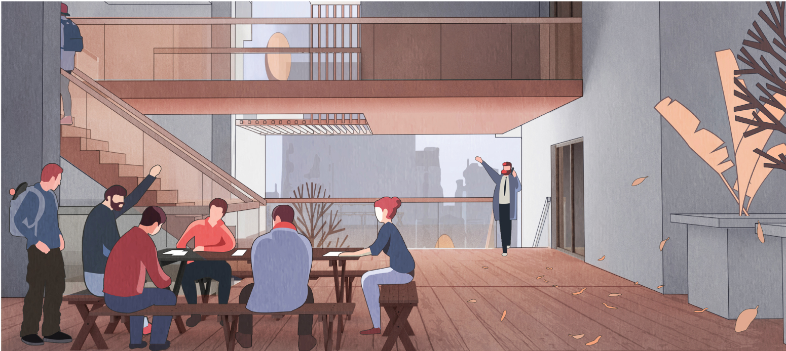 Social Hub – Shared spaces designed for collaboration, interaction, and fostering new ideas.