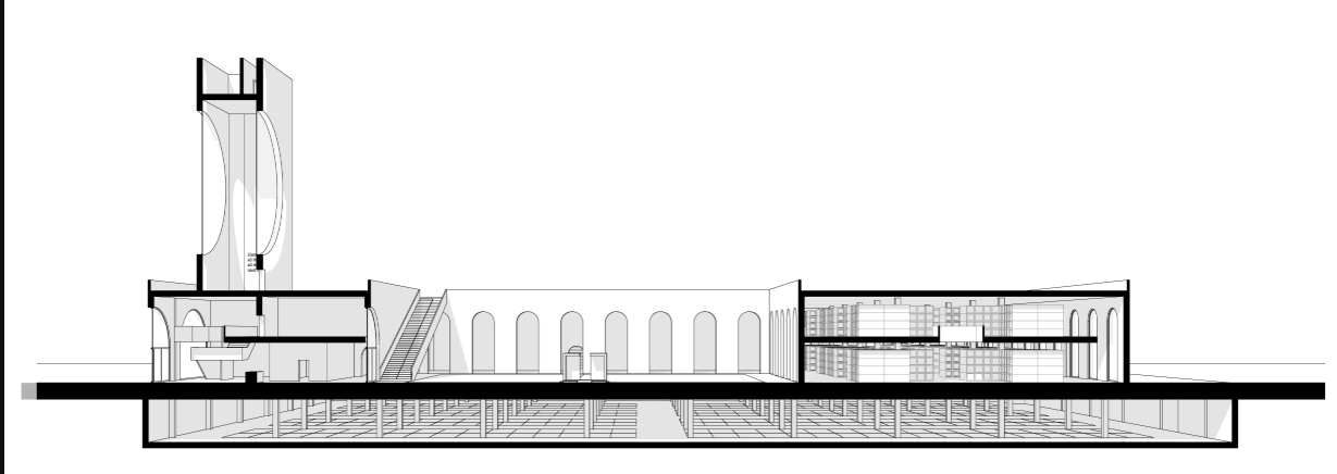 Cross-Section of the Memorial Space – Showcasing the structural composition of the columbarium and remembrance areas.
