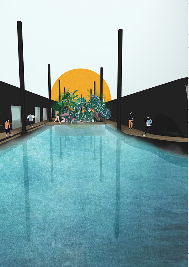 Green Courtyard Concept – A central ecological space enhancing indoor-outdoor learning experiences.