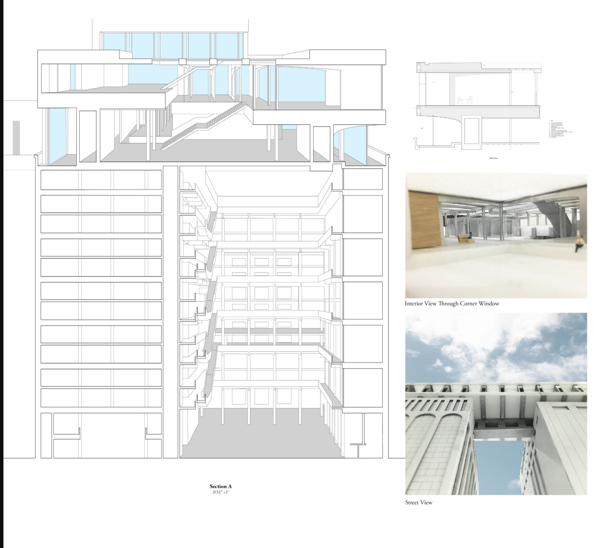Sectional perspective of The Bauhaus, Elevated—highlighting spatial connectivity, interior views, and the integration of modern design elements