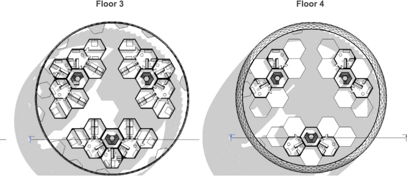 Final Floor Plan Design – A structured overview of the fourth floor, demonstrating the adaptability of the Arctic dome architecture.