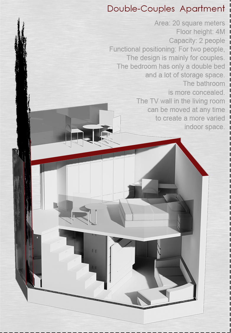 Double-Couples Apartment – Smart space optimization for urban couples with adaptable interiors.