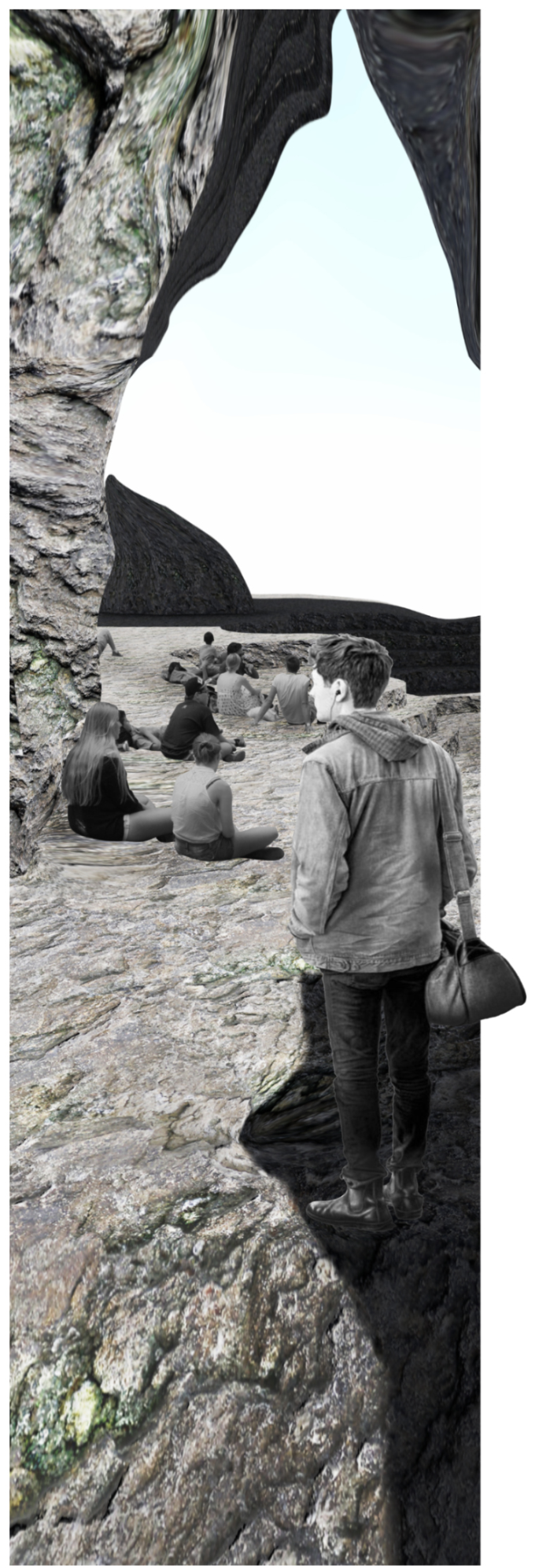 Gathering Space – A communal learning and discussion area carved into the rock, blending nature with human interaction.
