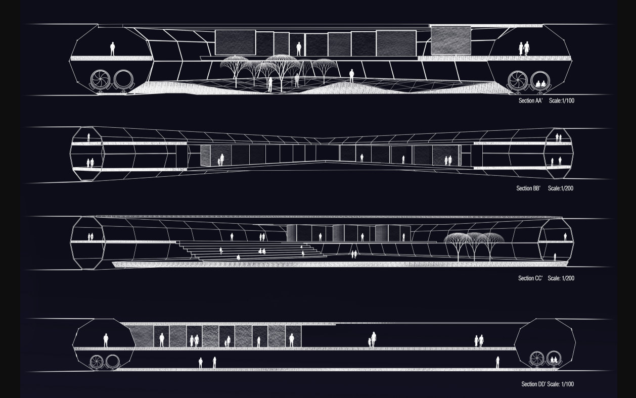 Architectural Sections – Detailed sectional drawings of the LoopLine infrastructure.