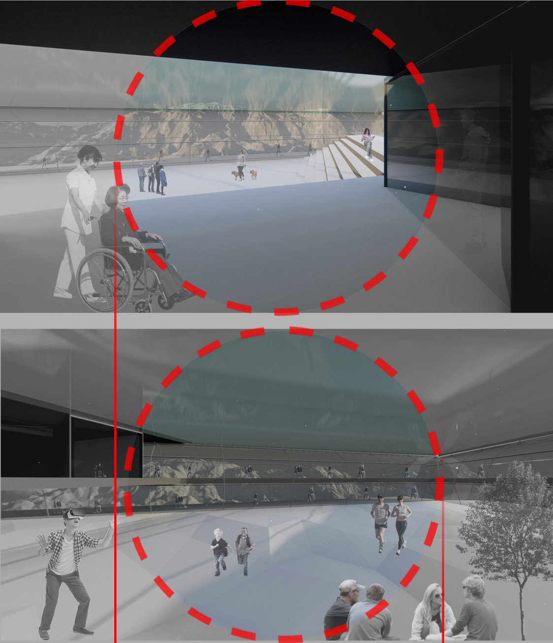 Social Interaction – Highlighting human engagement within the structure.