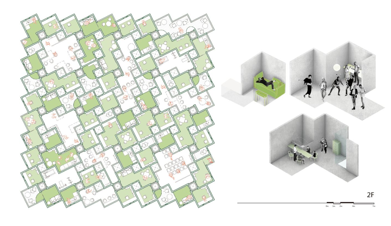 Second Floor Plan – Adaptive living spaces designed for relaxation and communal activities