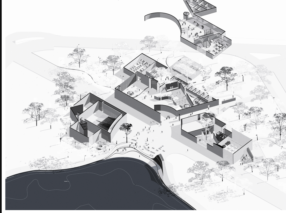 Masterplan Visualization – A detailed site plan showcasing the interconnected design layout.