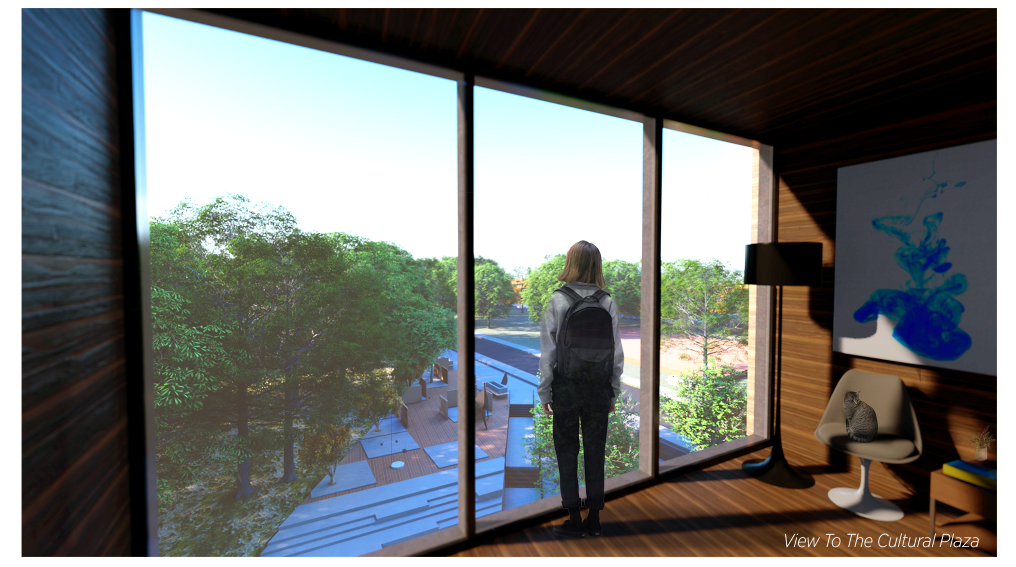Panoramic View – A serene lookout from within the modular unit.