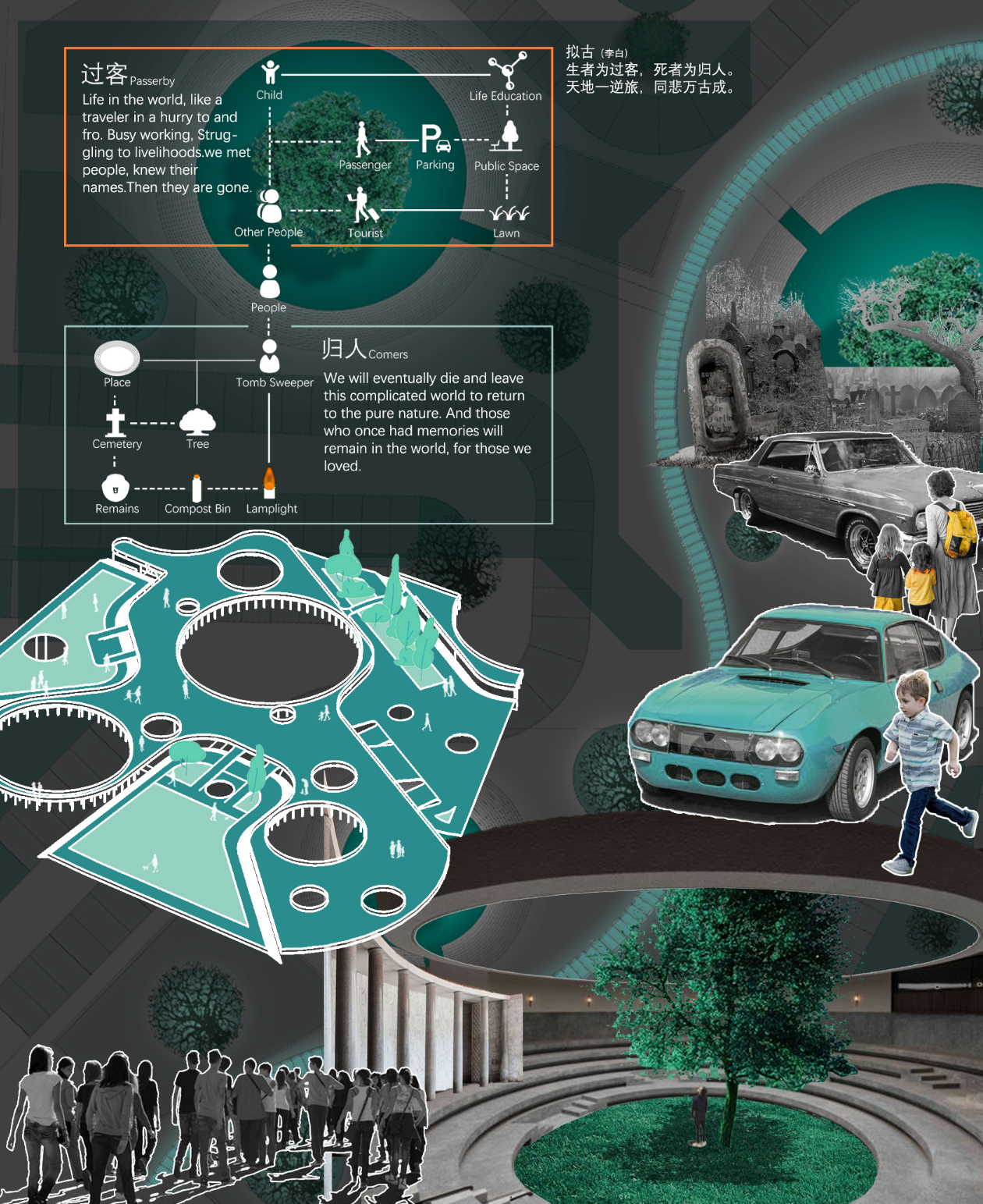 Comers & Passersby – A symbolic representation of life’s journey through nature and architectural storytelling.