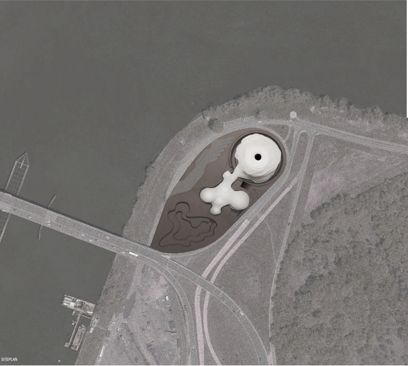 Futuristic architectural vision meets nature.