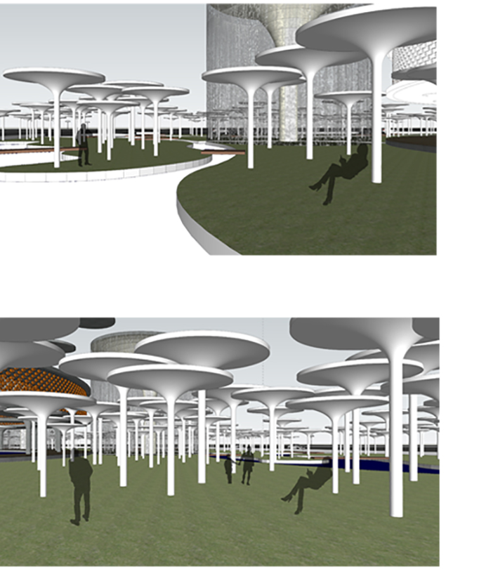 Tree-Like Canopies – Providing shade and a park-like atmosphere within the urban cemetery landscape.