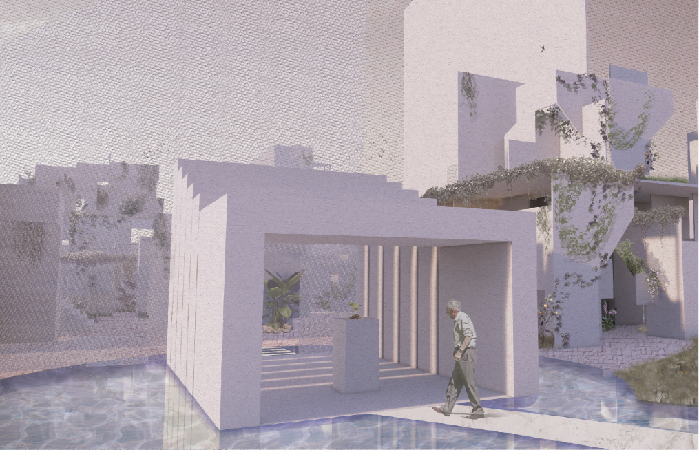 Reflective Memorial Pavilion – A tranquil space for remembrance, surrounded by water and light to symbolize the cycle of life.