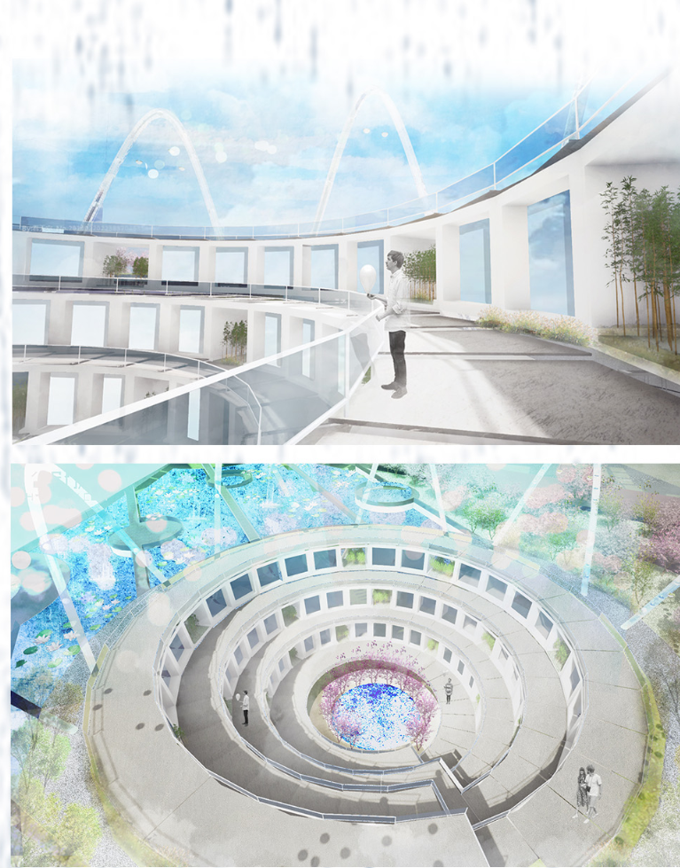 Interior Spiral Design – A multi-level space designed for remembrance and sustainable legacy.