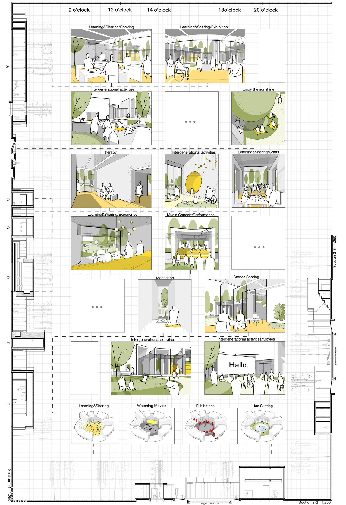 A vibrant daily schedule of intergenerational activities — from storytelling and therapy to cooking and crafts — encourages ongoing participation.