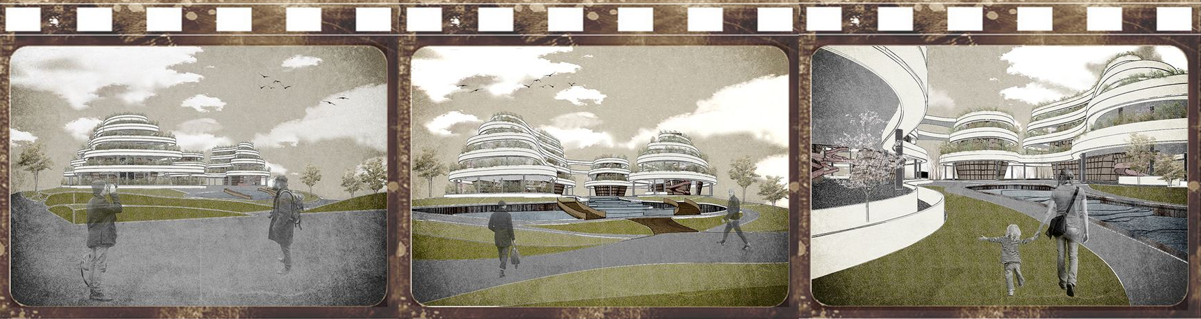 The journey begins with an approach through a soft, organic landscape that invites reflection.