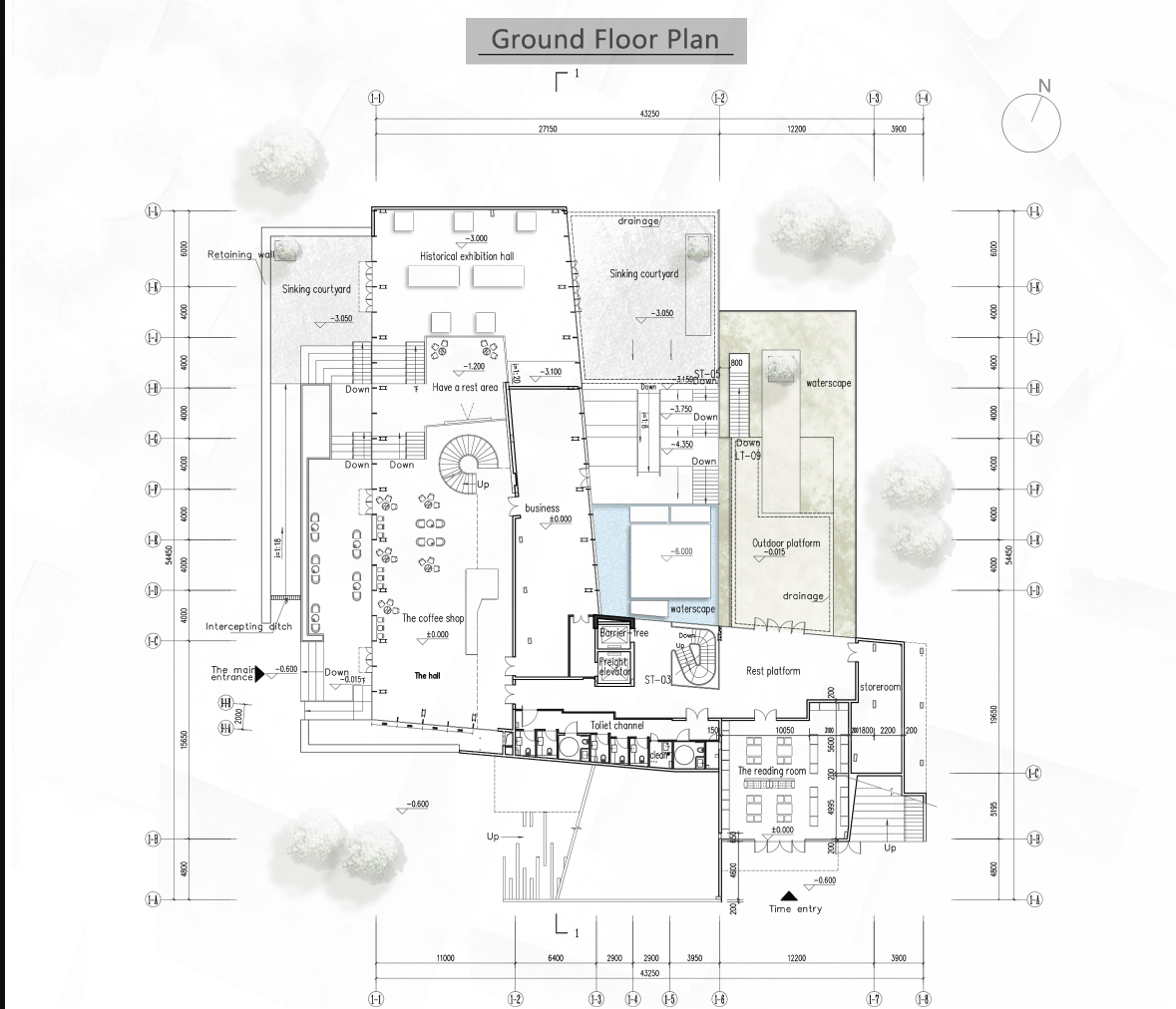 Ground floor plan highlighting multifunctional spaces and accessibility.