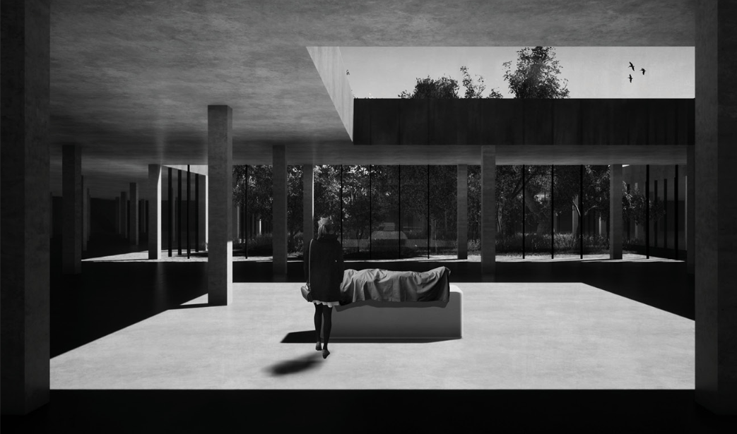 A serene indoor hall where the final farewell unfolds amid filtered light and quiet reverence.