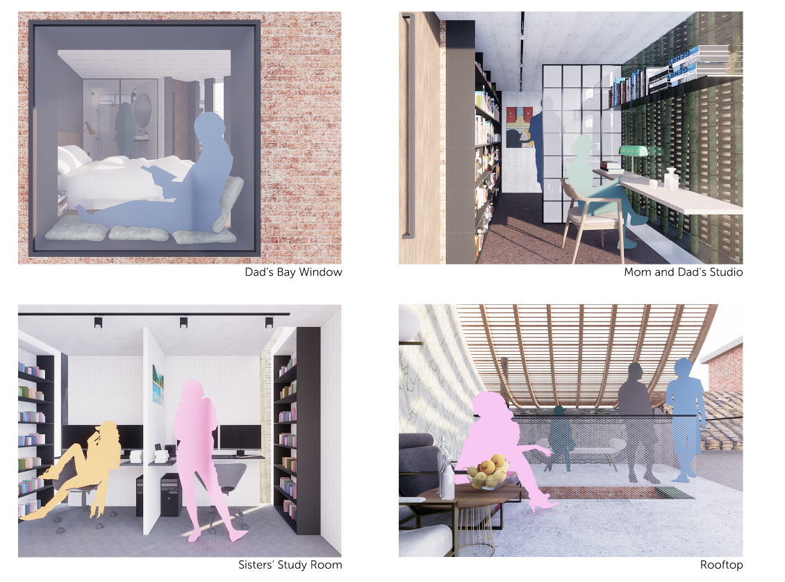 Compact yet efficient, the daughters’ dual workspace, Sister's Study Room, Rooftop promotes independence and concentration with a youthful vibe.