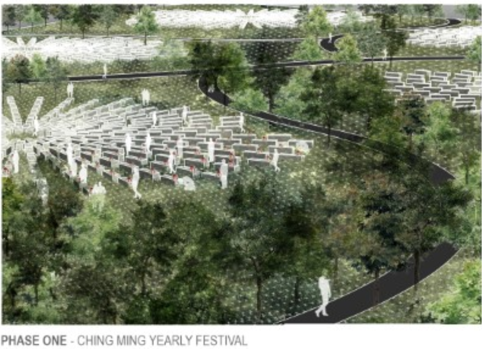 A ceremonial gathering space during the Ching Ming Festival honors tradition and invites communal remembrance.