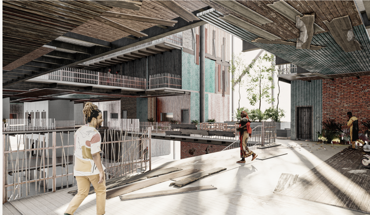 Elevated platforms blend indoor and outdoor life, supporting local culture through open, flexible architecture.