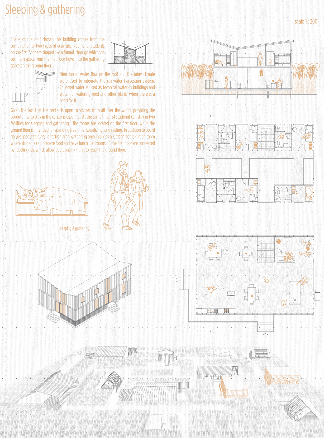 Sustainable accommodation offers comfort and community, supporting education and immersion in ecological design.