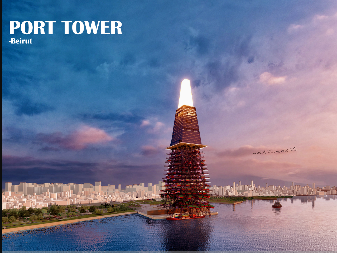 Port Tower reclaims Beirut’s port skyline with a luminous civic landmark rising from the water’s edge.