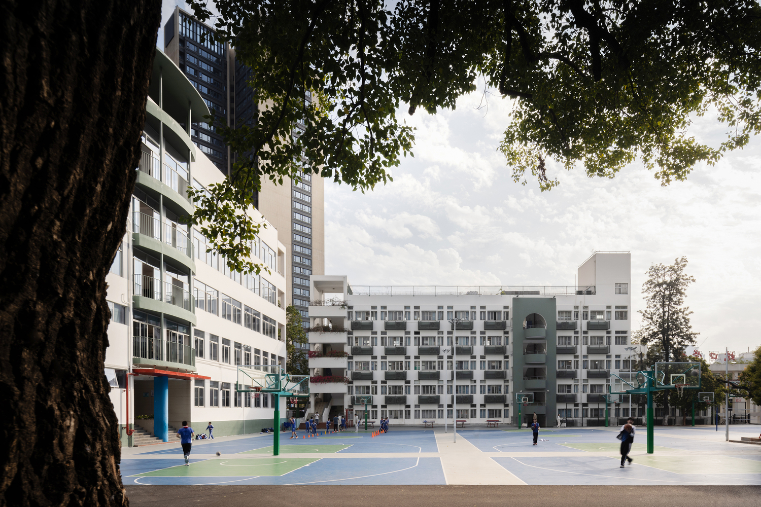 Shenzhen Shekou School Renovation — a laneway network inserted into an existing campus transforms density into discovery