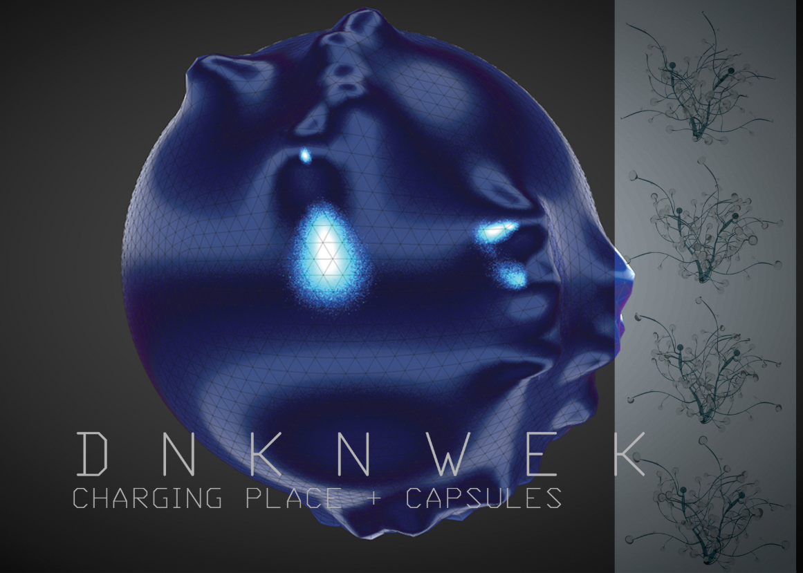 A high-energy capsule charging station where swarm intelligence enables modular interaction between connected systems.