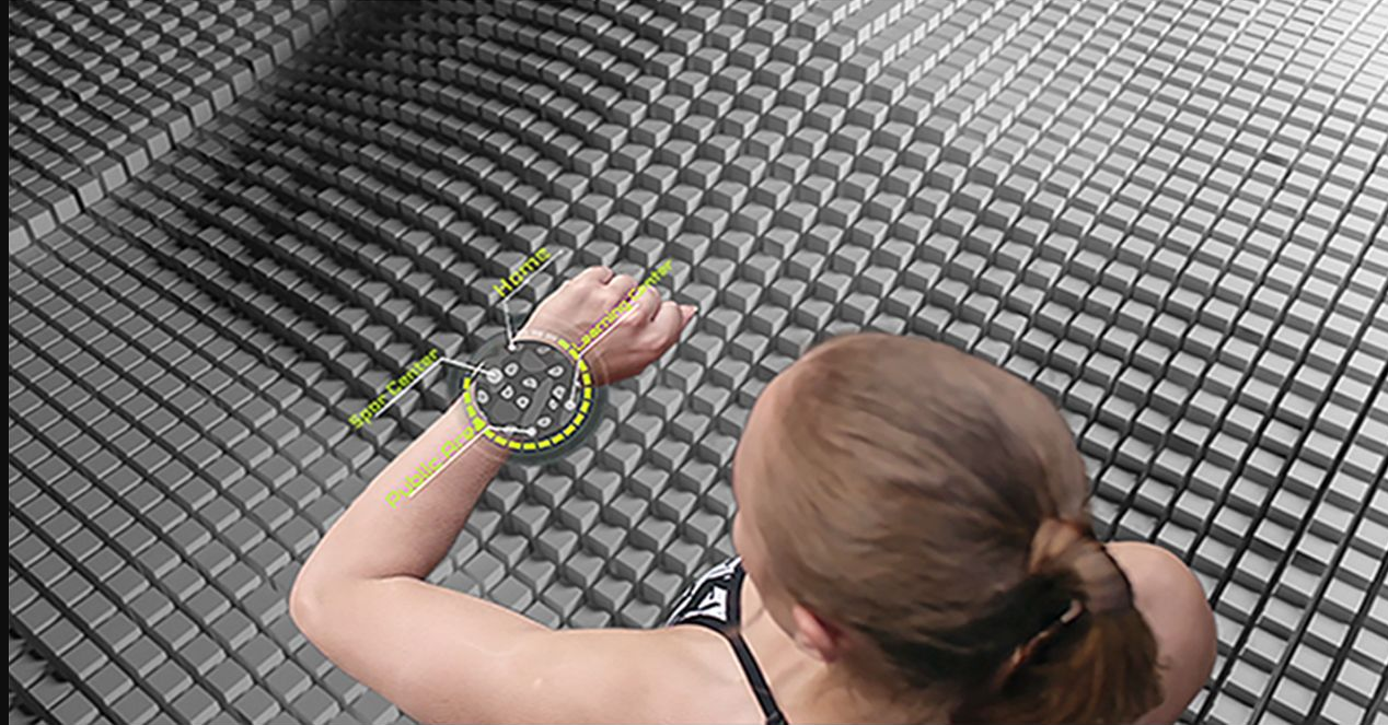 A wearable holographic clock lets users navigate and transform space, personalizing their habitat in real-time.