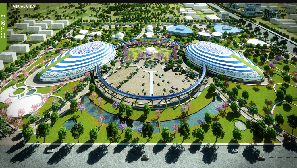 Symmetrical domes and radial planning emphasize clarity, accessibility, and visual harmony in healthcare design.