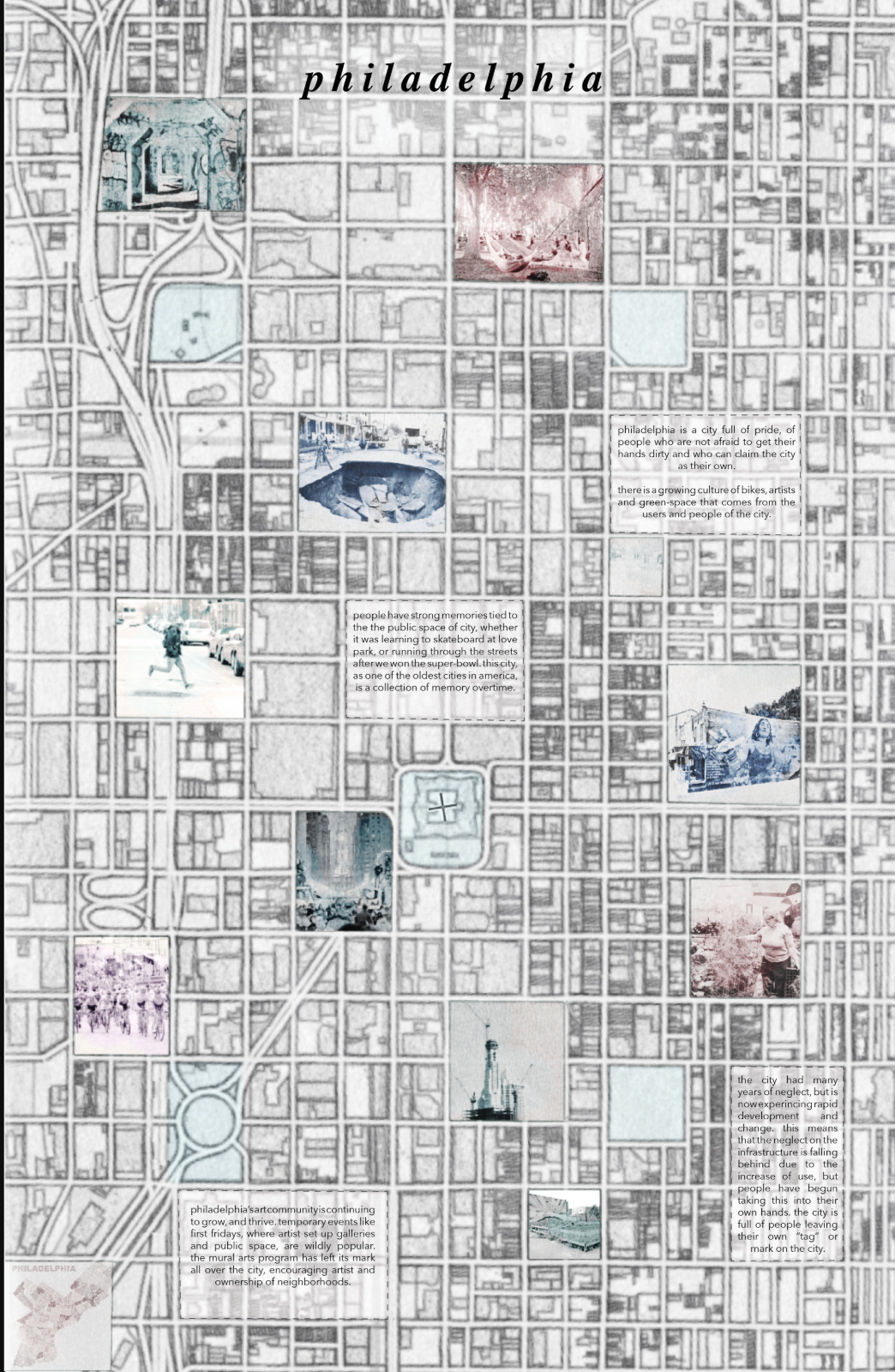 Mapping collective memory across Philadelphia—highlighting places of pride, protest, and public participation.