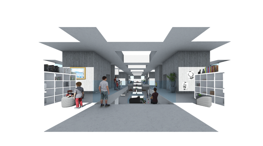 An open-plan learning space flooded with daylight, designed to encourage curiosity, community, and shared exploration.