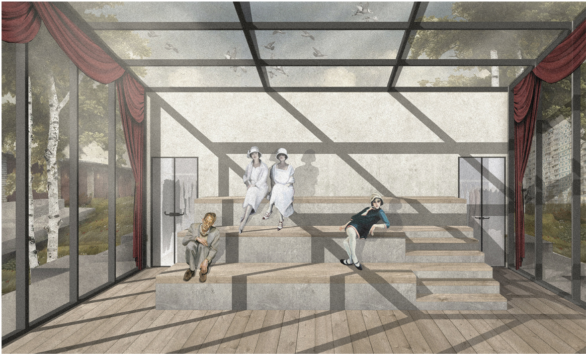 The stage blends openness and intimacy—inviting diverse performances and public interaction.