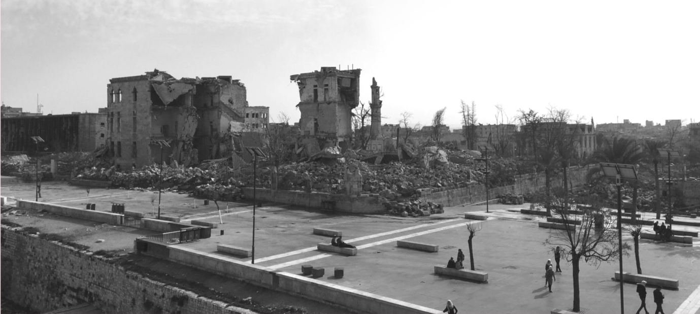Existing conditions showing the ruins of the former government complex—now transformed into public space.