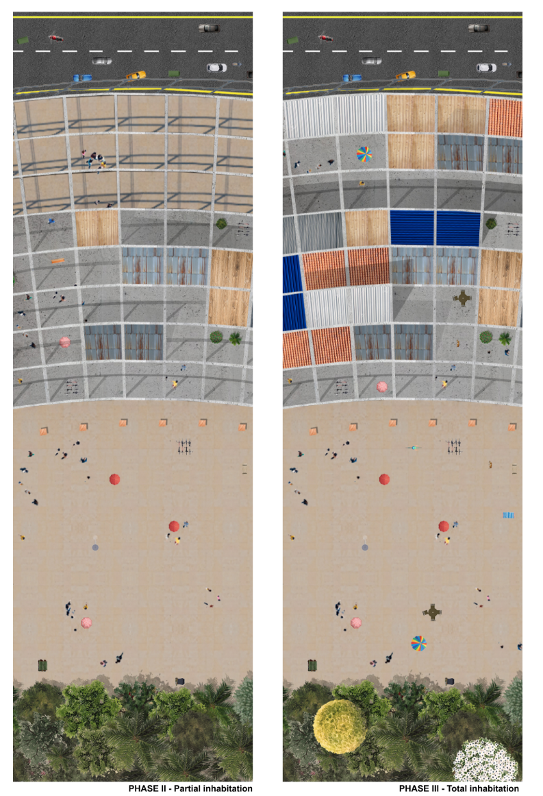 Progressive infill strategy enables residents to adapt spaces organically from bare structure to a fully lived-in environment.