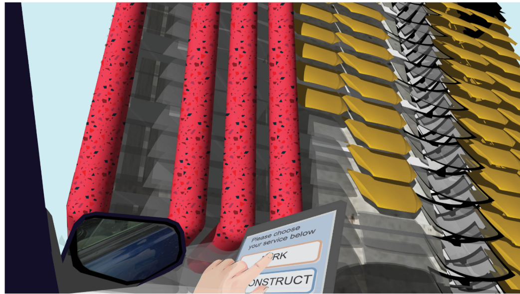 A digital console offers drivers the option to park or deconstruct their vehicles.