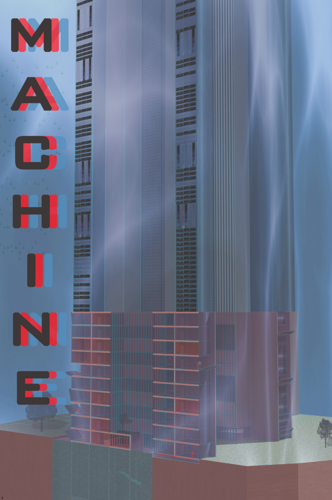 A towering vertical factory where AI powers and controls the architectural body in constant motion.