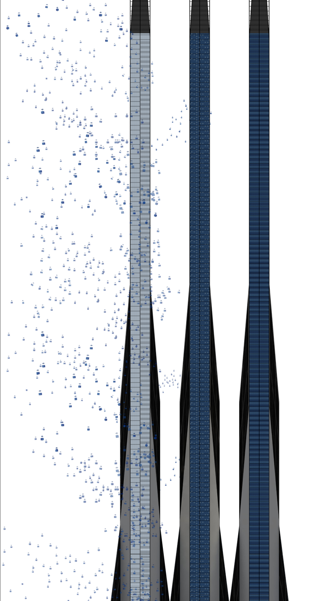 A drone-dispatching skin enables the building to assemble, deliver, and adapt on command.