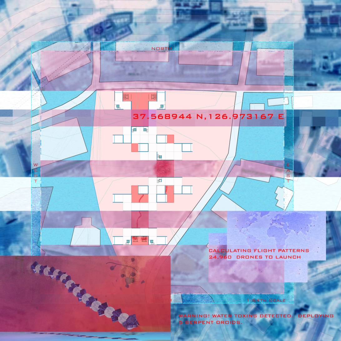 The architecture integrates drone logistics, environmental monitoring, and dynamic deployment protocols.