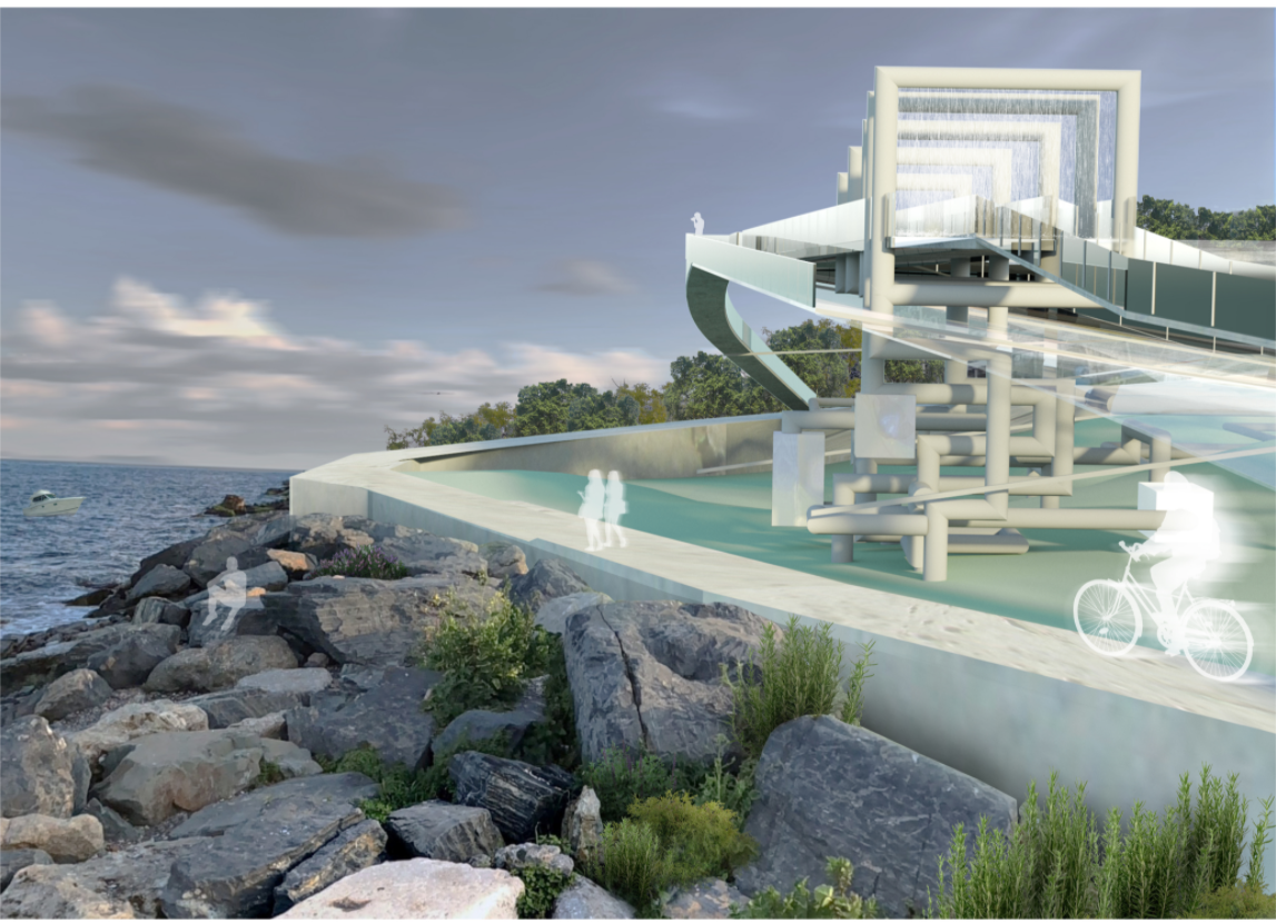 A sculptural water tower redefines purification as a public and visual experience.