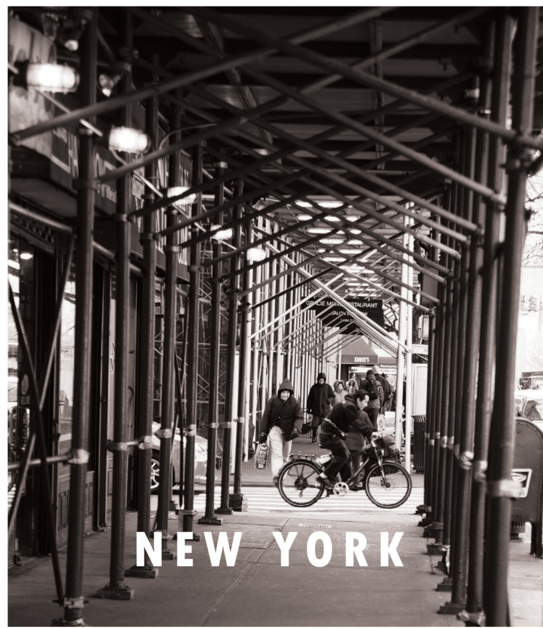 Everyday scaffolding becomes part of the pedestrian journey, shaping how we move through the city.